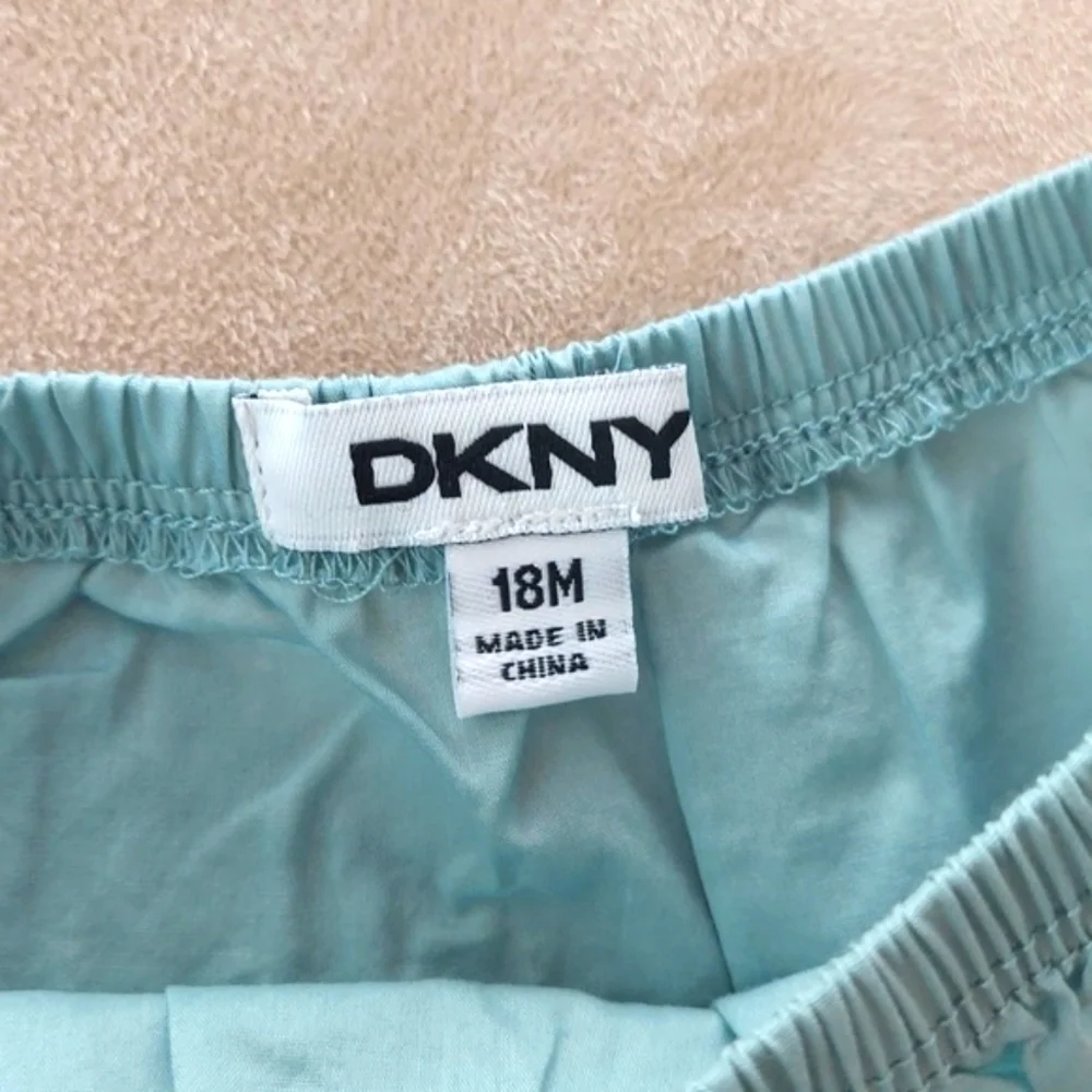DKNY Girl Dress with pleats and flower embroidery - sage green - size 18mos